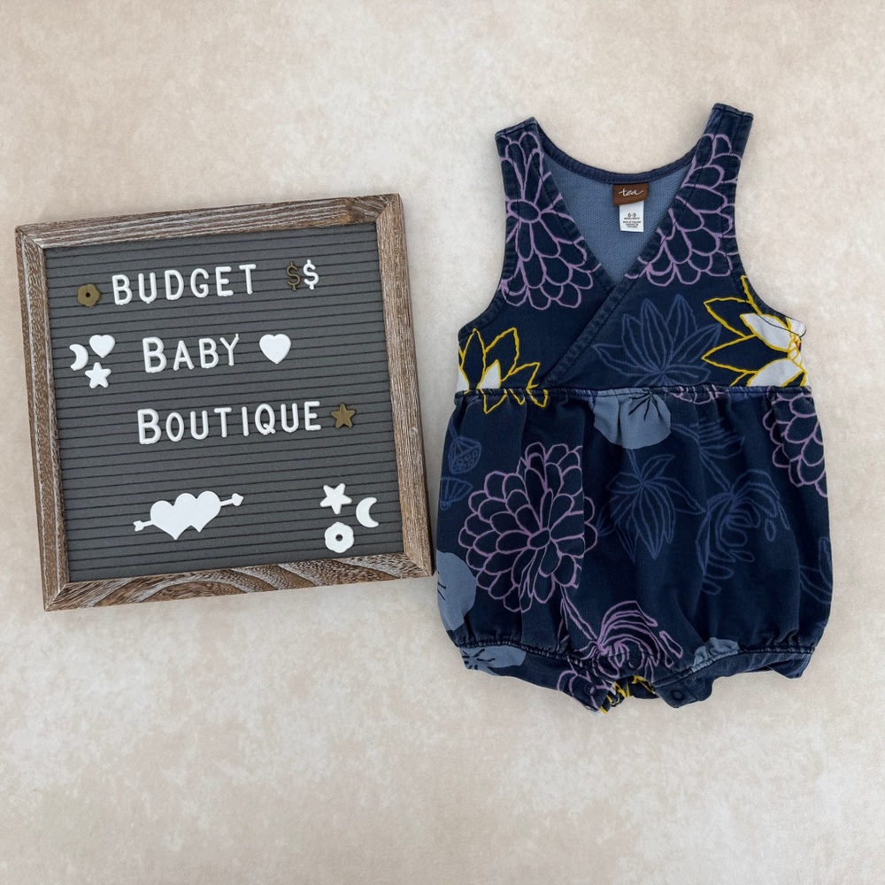 Tea Collection Navy Floral Bubble Romper